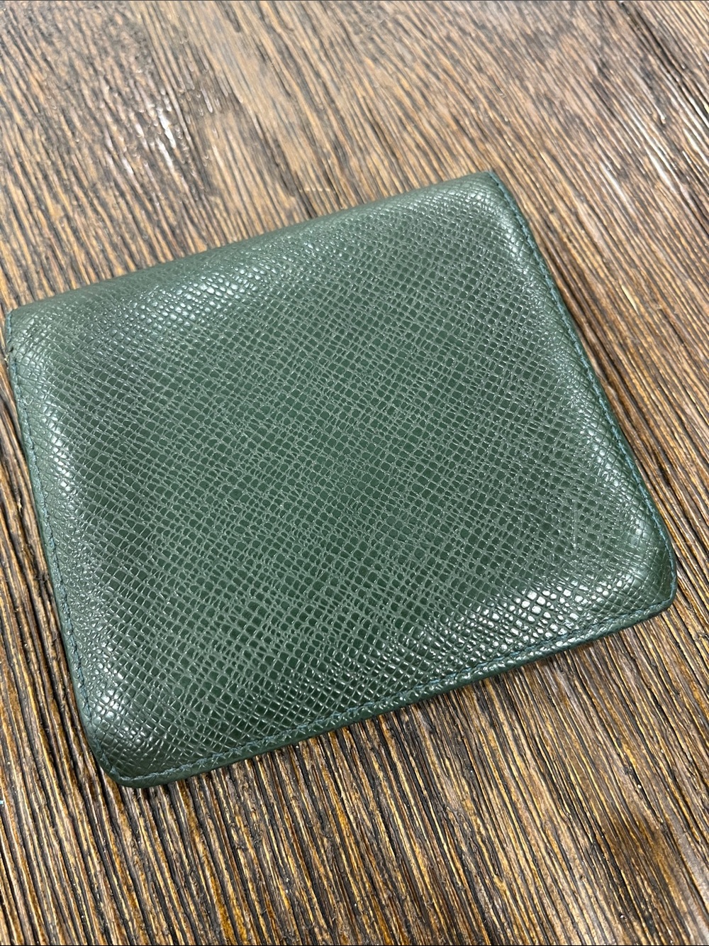 Louis Vuitton Dark Green Textured Leather bifold wallet Preloved